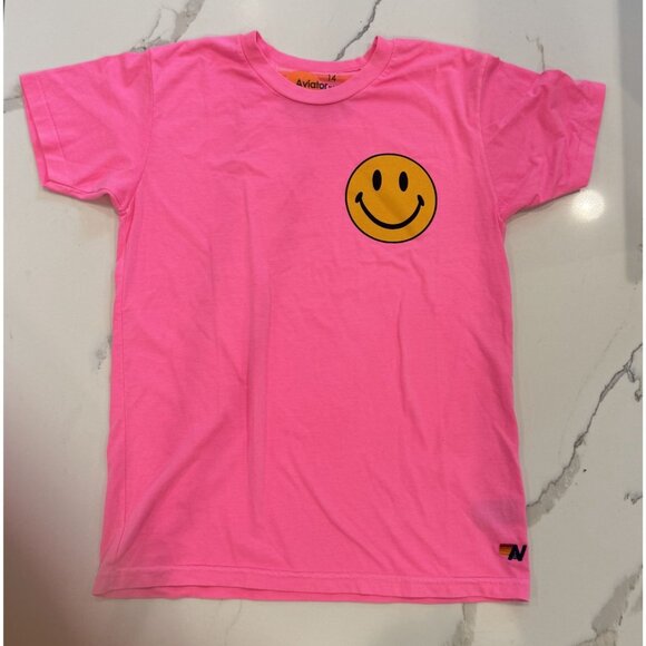 Aviator Nation NWT Smiley Face Tee in Pink Size 14 - Picture 2 of 4